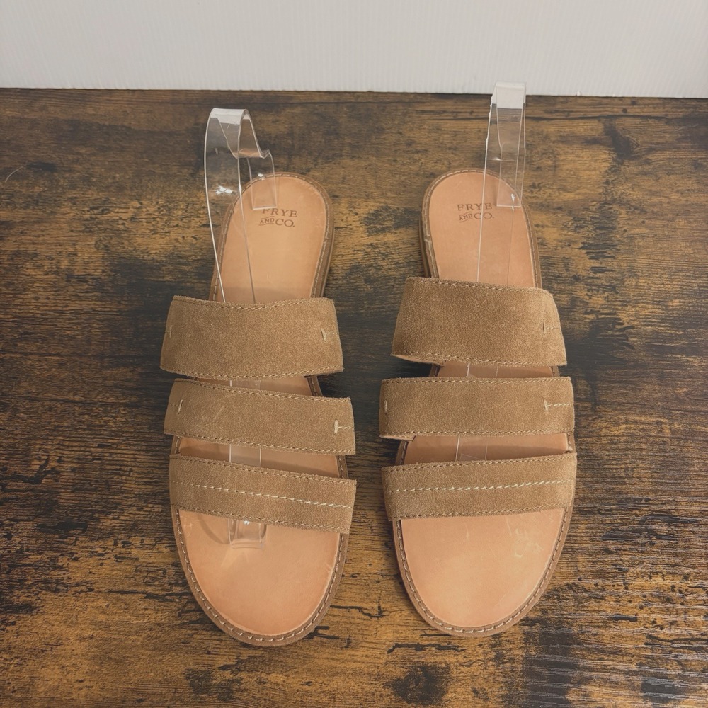 Frye & Co. Evie Band Sandalsโ Womens Sz 9 Brown Suede Slides